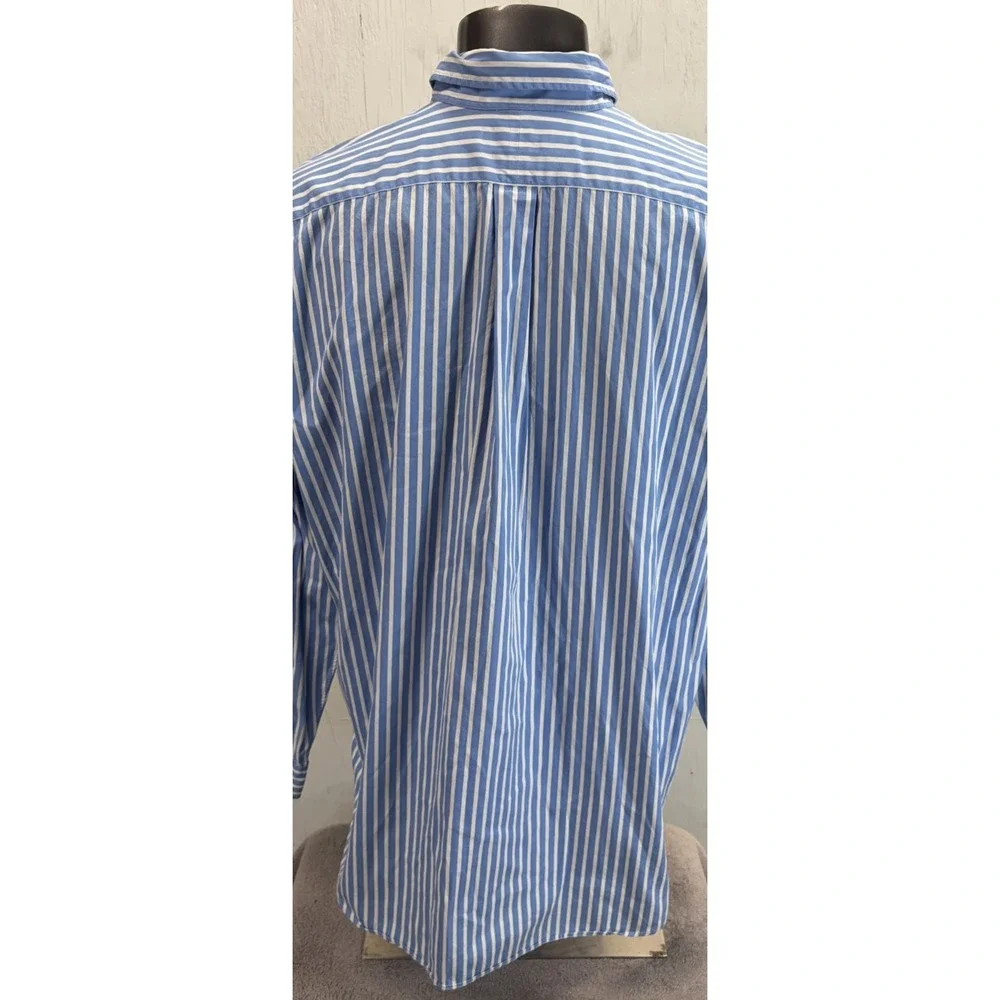 Polo Ralph Lauren Button Front Shirt Mens Size 2XLT Blue White Striped Classic
